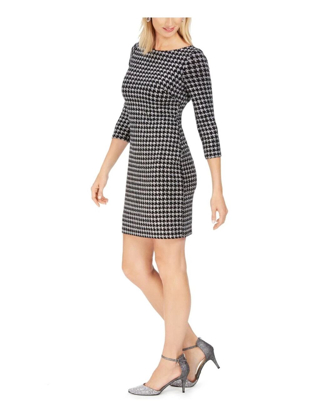 Jessica Howard Women's Glitter Houndstooth Sheath Dress Size 16